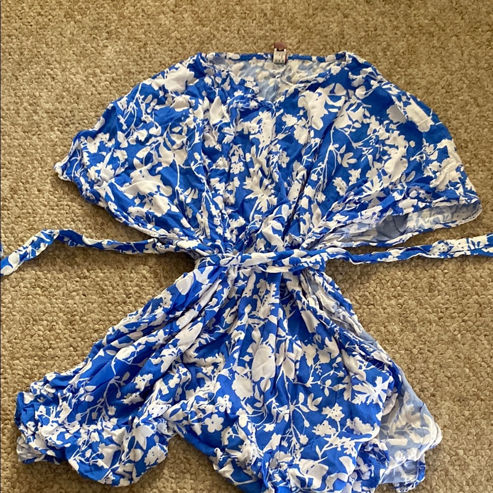 Maaji Blue and White Floral Kids Swim Coverup